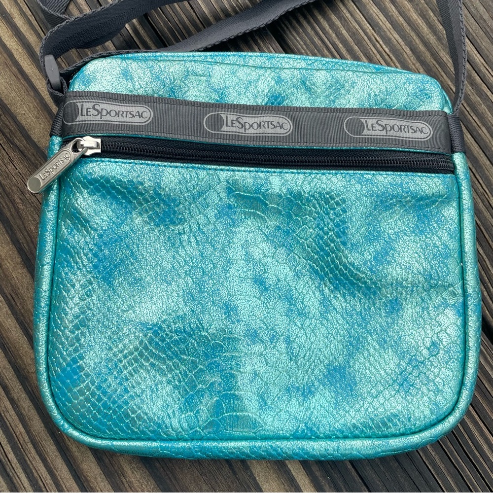 LeSportsac Mermaid Scale Diamond Python Blue Teal Aqua Shoulder Crossbody Bag